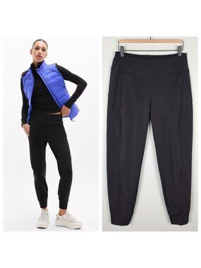 Athleta Rainier Jogger Brushed Interior Cold Weather Running Black Size S